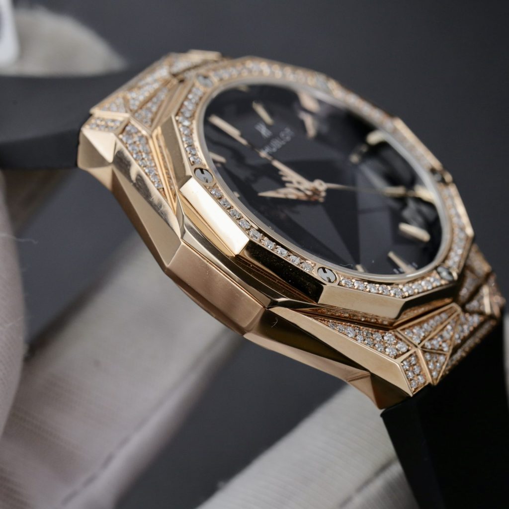 Hublot Orlinski KingGold Pave Full Natural Diamond Rep 1:1 APS 40mm Black Dial